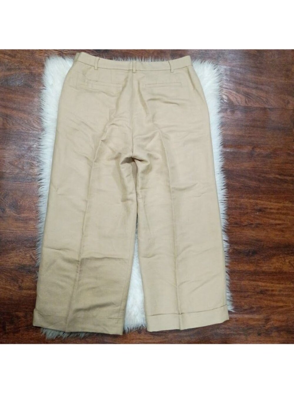 Lauren Ralph Lauren Beige Linen-Blend Wide-Leg Cropped Pants Size 12 - Picture 9 of 14